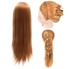 Golden Wig Head Hairdressing Practice Tool Mannequin 24 cm Long Hair