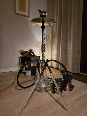 Amy Deluxe Amirs Luxury Hookah 402, Edelstahl-Shisha mit Zubehör und Beleuchtung