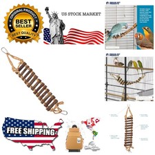 Naturals Rope Ladder Bird Toy, Wood Stairs Climbing Activity Attachment for B...