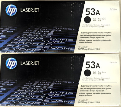   Lot of 2 OEM Genuine HP LaserJet Q7553A 53A Black Toner M2727 mfp P2014 P2015