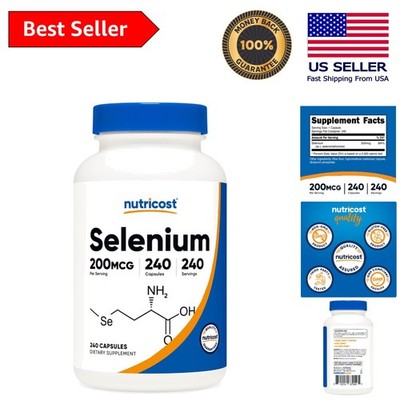 Selenium 200mcg - 240 Capsule Bottle, Vegetarian & Gluten-Free Health Boost