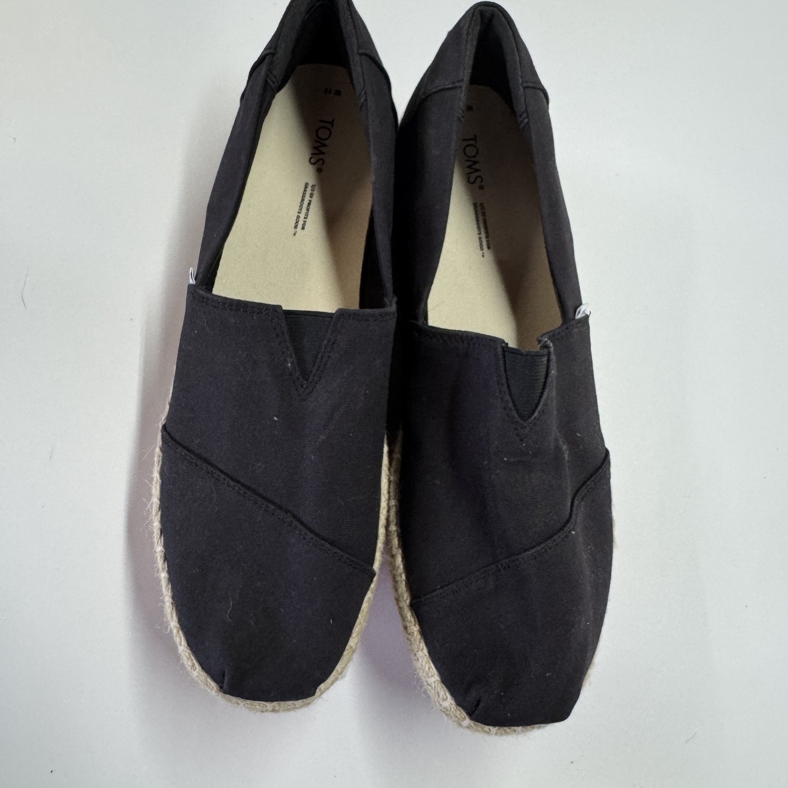 SAOLA Scarpe Toms donna taglia 11 nere espadrillas tela plateau suola arcobaleno