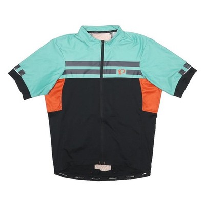 PEARL IZUMI Herren Radtrikot Schwarz & Aqua Orange XL Kurzarm Zipp Front