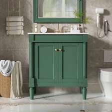 FUNIDEE 30" Bathroom Vanity Set Bathroom Storage Cabinet with Ceramic Sink Green
