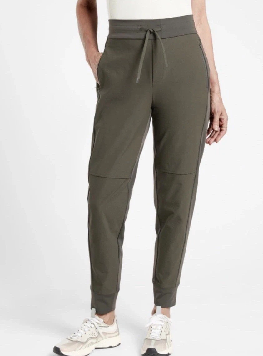 NEW $109 Athleta Headlands Hybrid Trek Jogger Olive Green Hiking Pants sz 0