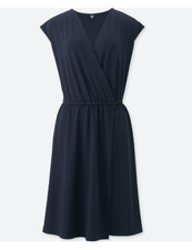 Uniqlo Black jersey wrap dress with elastic waist size L