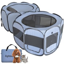   2-in-1 Pop up Pet Playpen, Assembly-Free, with Leakproof Pet Pee Pads,Porta...