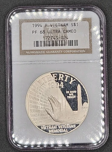 1994-P Vietnam Memorial Commemorative Silver Dollar | NGC PF68 Ultra Cameo