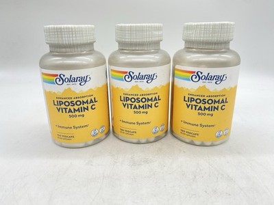 Solaray Liposomal Vitamin C 500 mg - Immune System - 3 Pack - 100 Veg caps Each