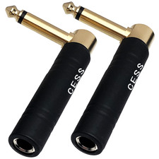 CESS-190 Guitar Plug Adapter Right Angle 1/4 Inch TS Female to 1/4 Inch TS Male,