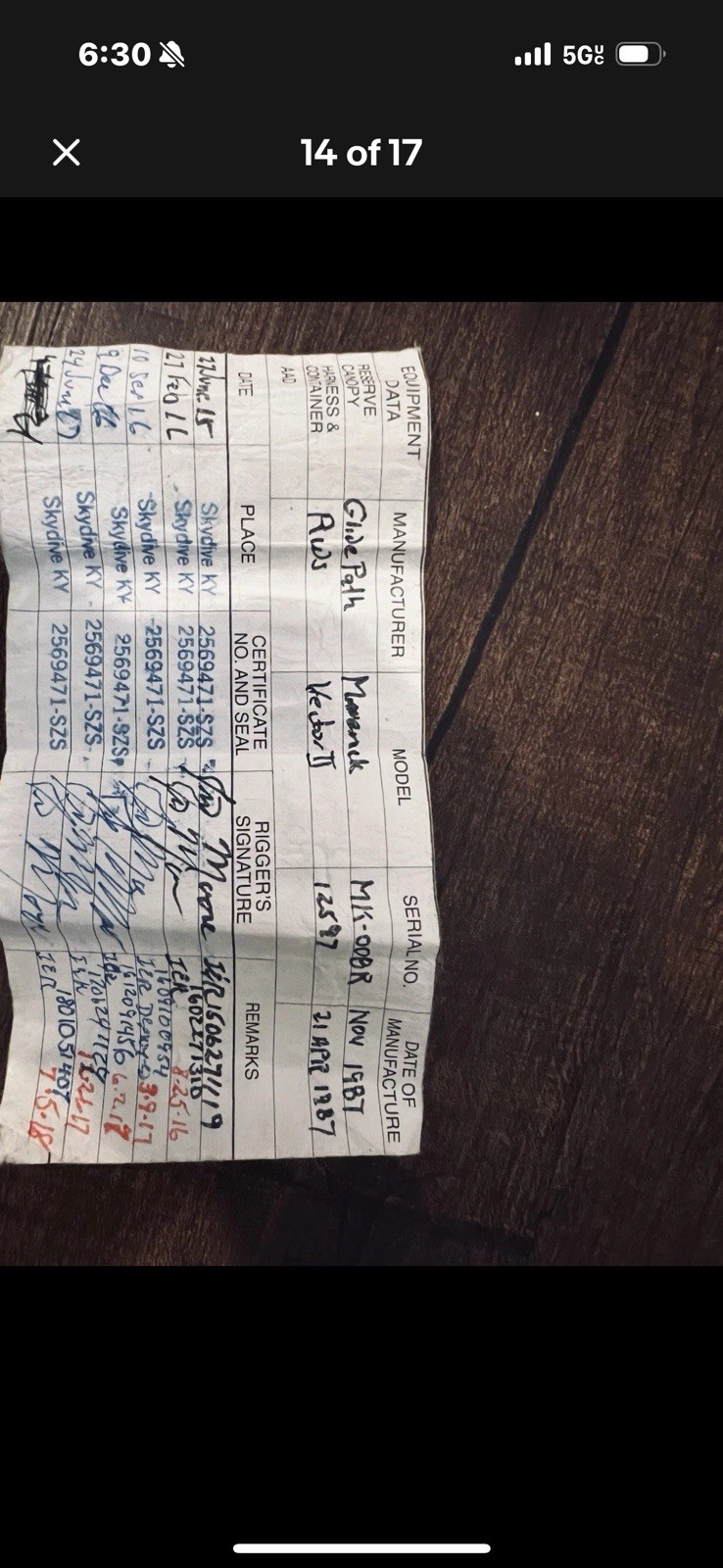 UPT Vector Skydiving Rig 190