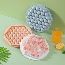37 Grids Hexagon Round Ice Cube Tray with Lid Mini Circle Ice Ball Maker Mold
