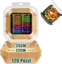 Carta Forno per Friggitrice Ad Aria Quadrati, 120 Pezzi 25Cm Carta per Friggitri