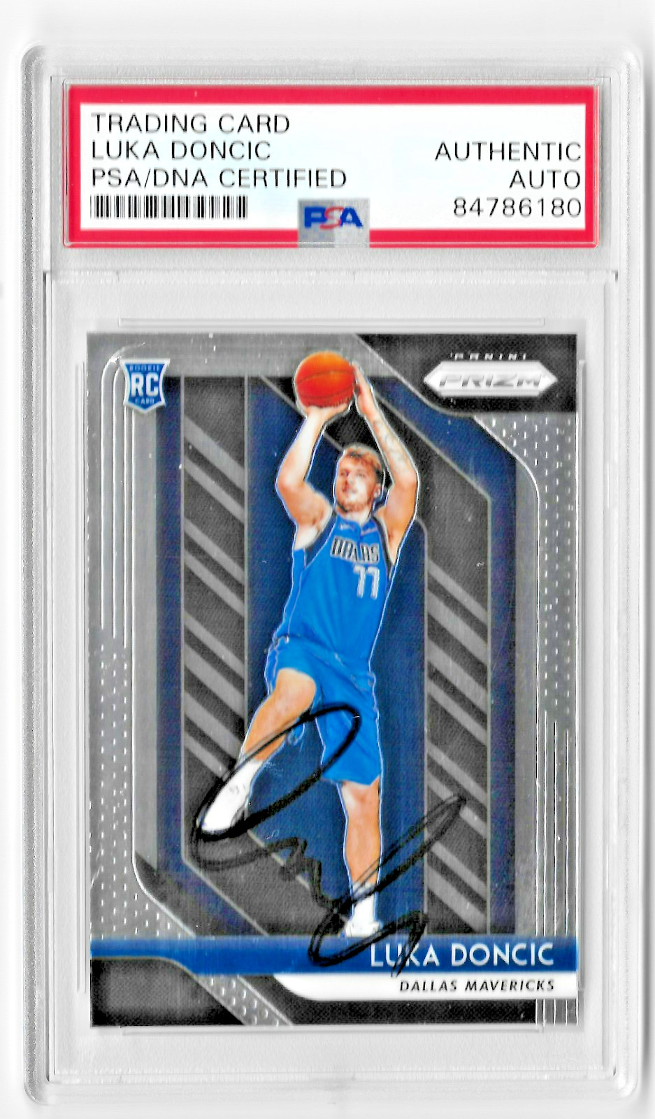 2018 Luka Doncic Rookie RC Panini Silver Prizm Auto Los Angeles Lakers PSA/DNA view 3