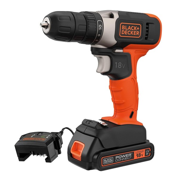 Black+Decker 18V Akku-Bohrschrauber 1.5Ah LED Licht LadegeräT BCD001C1-QW-image