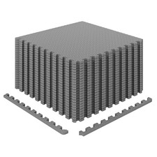 24Tiles 25” x 25” Puzzle Exercise Mat w/Borders for Home Gym Playroom 103 sq.ft