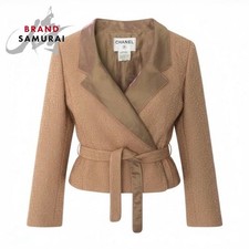 CHANEL Vintage Tweed Jacket Beige Size 38 Short Length