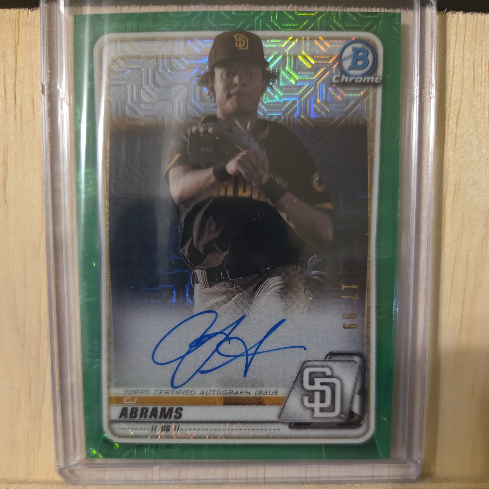2020 BOWMAN CHROME #BMA-CJA CJ ABRAMS AUTOGRAPH GREEN MOJO REFRACTOR RC #95/99
