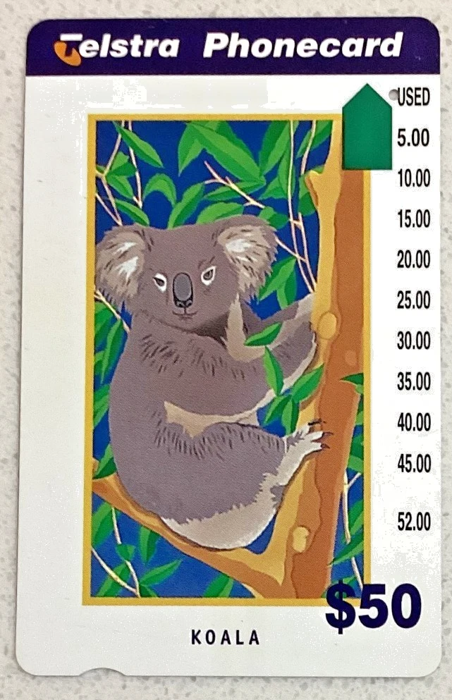 TELECOM 1996 GENERIC TOURIST (1) $50 KOALA ONE HOLE - 'REDRAWN' PRINT of 40k