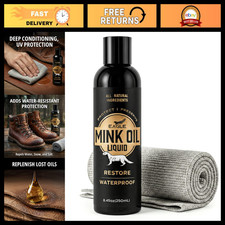Mink Oil Leather Conditioner 8oz - Softens, Waterproofs Preserves Boots, Shoes