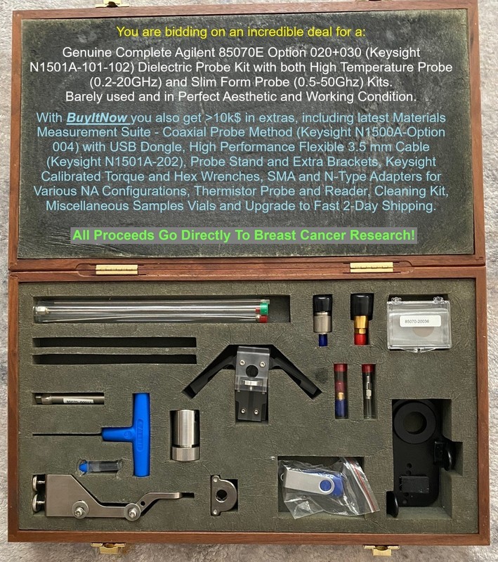 MINT HP Agilent 85070E Keysight N1501A Dielectric Probe Kit, +Extras, 4CancerRsr