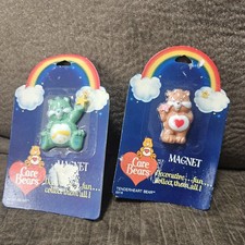 Vintage Care Bears Mini MAGNETS Lot of 2 1984 by American Greetings