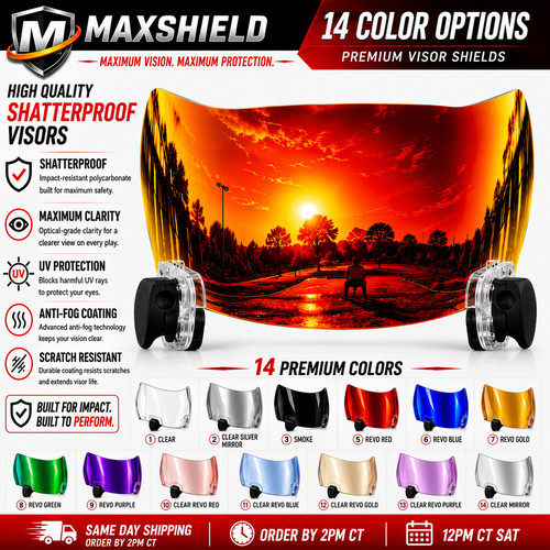 MaxShield Football Helmet Visor + Clips Fits SHOC Hardware SpeedFlex F7 Oculus