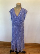 Tommy Hilfiger size 14 blue & white polka dots long maxi dress