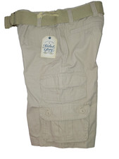 Boys - Faded Glory - Beige Cargo Shorts with Khaki Woven Belt - Size 7 - NWT
