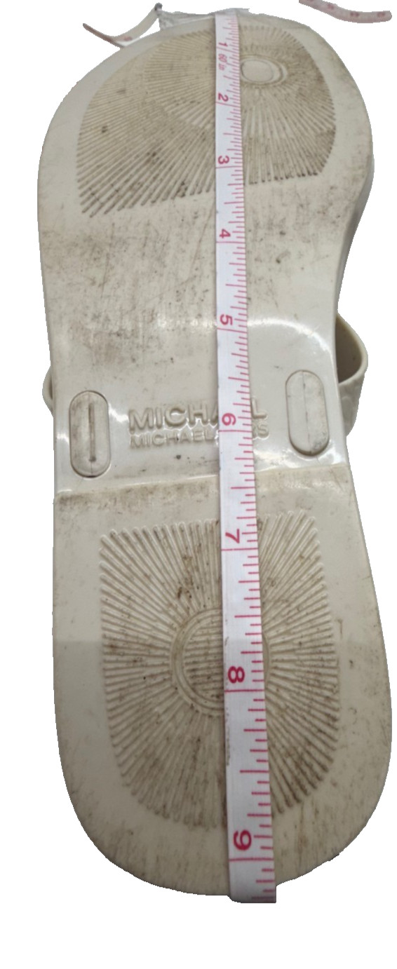 Michael Kors Sandals MK Logo Charm Thong LILLIE Jelly Flip Flop White Sz 7 - 7.5 thumbnail 8