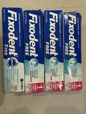 Lot of 4 Fixodent Free Denture Adhesive Cream Complete Comfort Seal Hold 2.4 oz