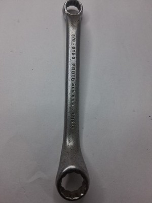 Vintage Proto 8160 - 7/16'' & 3/8'' Offset Box Wrench - Made in USA 5.25'' 12 point