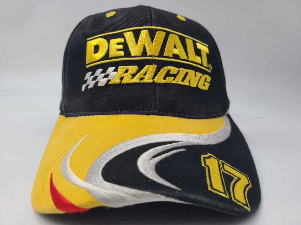 复古 Matt Kenseth #17 DeWalt 赛车可调节(适合小号)帽子 NASCAR — 第 2/4 张图片
