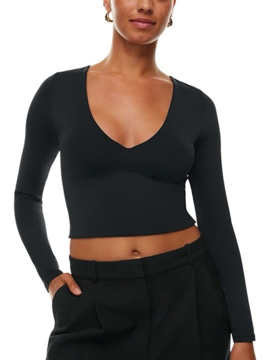 Aritzia Babaton Contour V Neck Long Sleeve Top