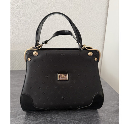Matmazel Designer-Handtasche schwarz Kunstleder goldfarbene Hardware