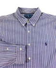 Vintage Ralph Lauren Polo Men's Classic Fit Button Down Blue Stripe Shirt XL