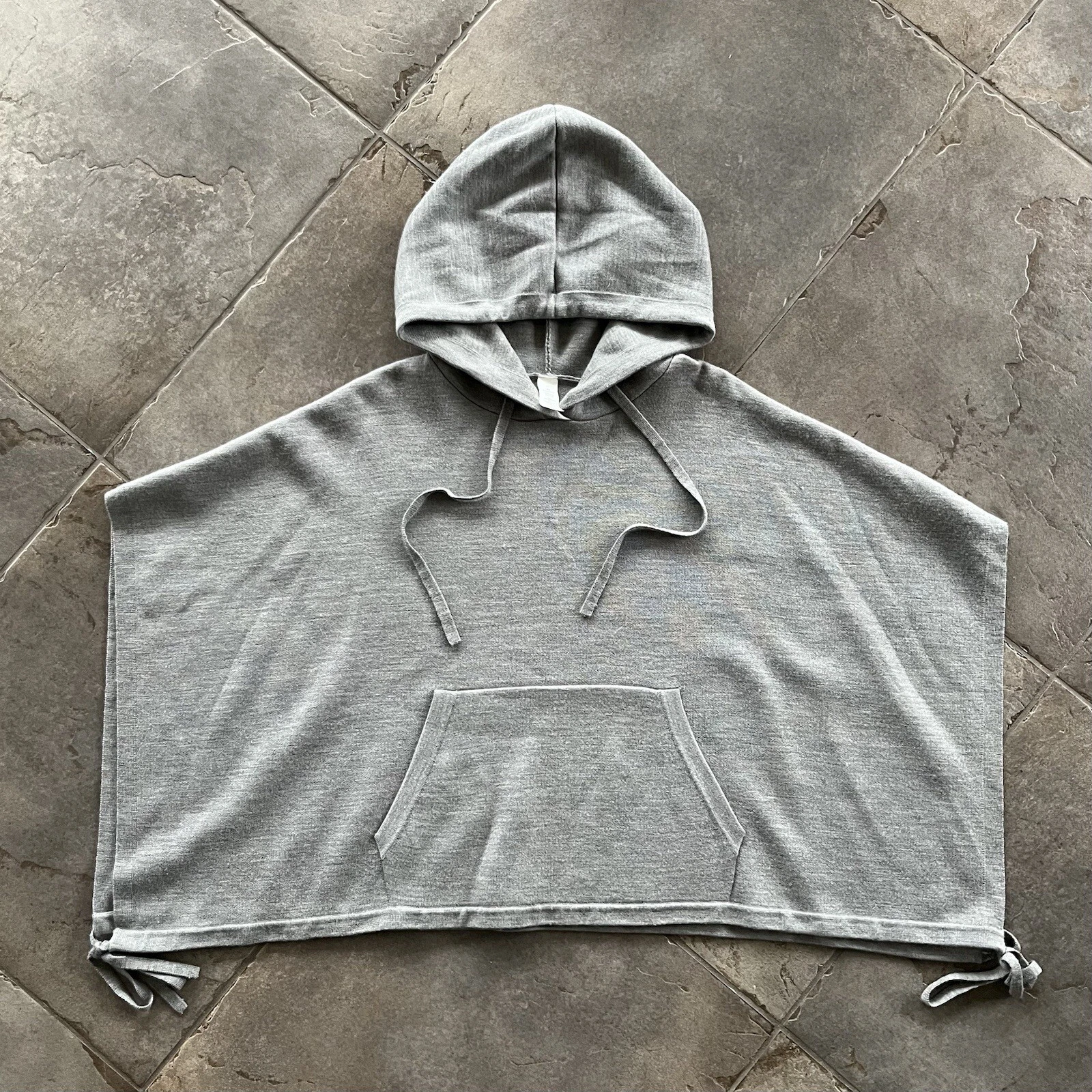 Lululemon All In A Day Hooded Poncho Sweater Gray Merino Wool Womens One Size