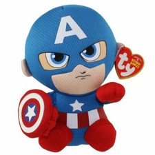 Ty Beanie Marvel Movie Superheroes Captain America 6" 15cm +1 1998 series 1 card