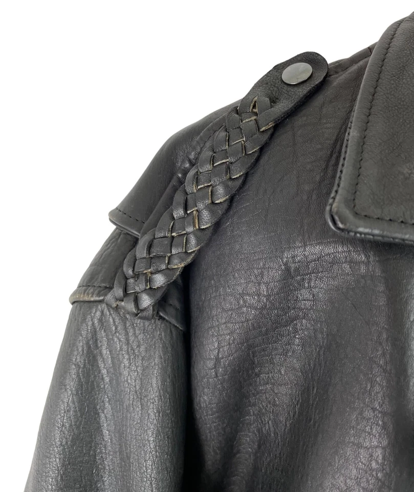 Vulcan Motorcycles Ripples Black Belted Lined Motorcycle Jacket Mens Size Large - Image 3 of 4