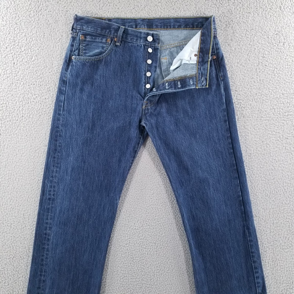 Levis 501 Jeans Mens 36x36 (Really 34x35) Dark Blue Denim Button Fly  Straight