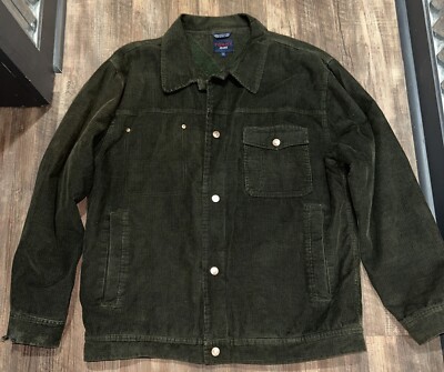 Vintage Tommy Hilfiger Corduroy Sherpa Lined Jacket Mens L Green Trucker  Y2K