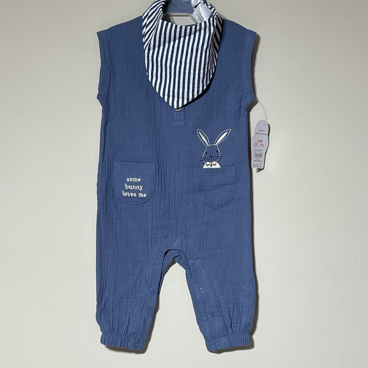 Garanimals Baby Boy Easter Romper And Bib Size 3-6 NWT