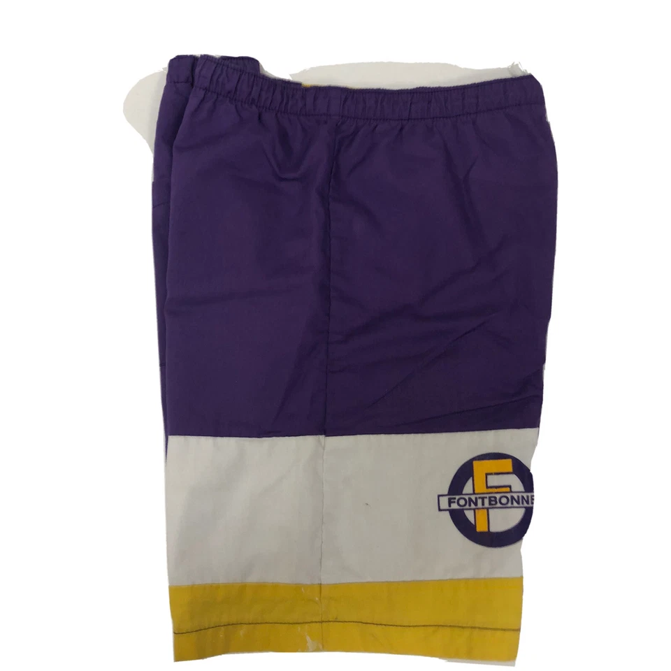 Pantalones Cortos De Colección Años 80 Midwest Fontbonne University Púrpura Amarillo Gimnasio FÚTBOL 50/50 M Foto 4 de 4