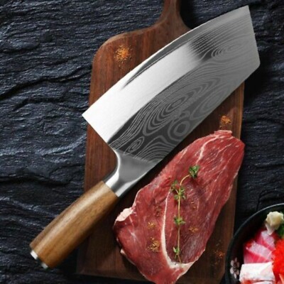 Stainless Steel Asian Kitchen Knife Butcher Chef Damascus Cleaver Chopping Meat