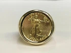 Without Stone US LIBERTY COIN Women's Fancy Wedding Ring 14k Yellow Gold Finish