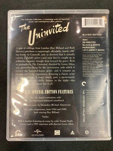 The Uninvited (Criterion Collection) (Blu-ray, 1944) Disc Is Mint - Picture 3 of 3