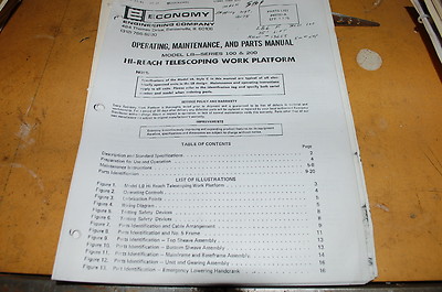 ECONOMY LB Series 100 200 Work Platform Lift Owner Operator Parts Book Manual | eBay