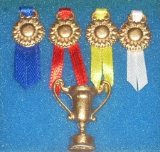 Trophy 4 Ribbons 5011 1:12 Dollhouse Miniature Dressage Rodeo Animal Competition