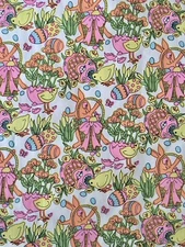 VTG EASTER BUNNY BASKET EGGS WRAPPING PAPER GIFT WRAP NOS 24” X 30” SHEET