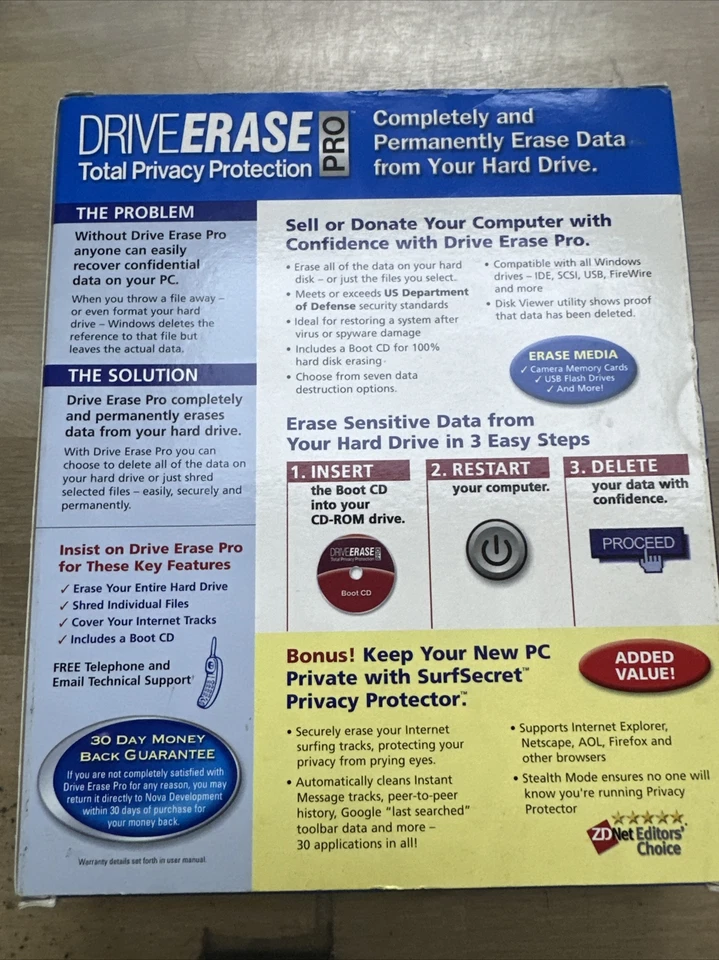 DRIVEERASE PRO Total Privacy Protection NEW Erase Hard Drive Data DRIVE ERASE - Image 2 of 4